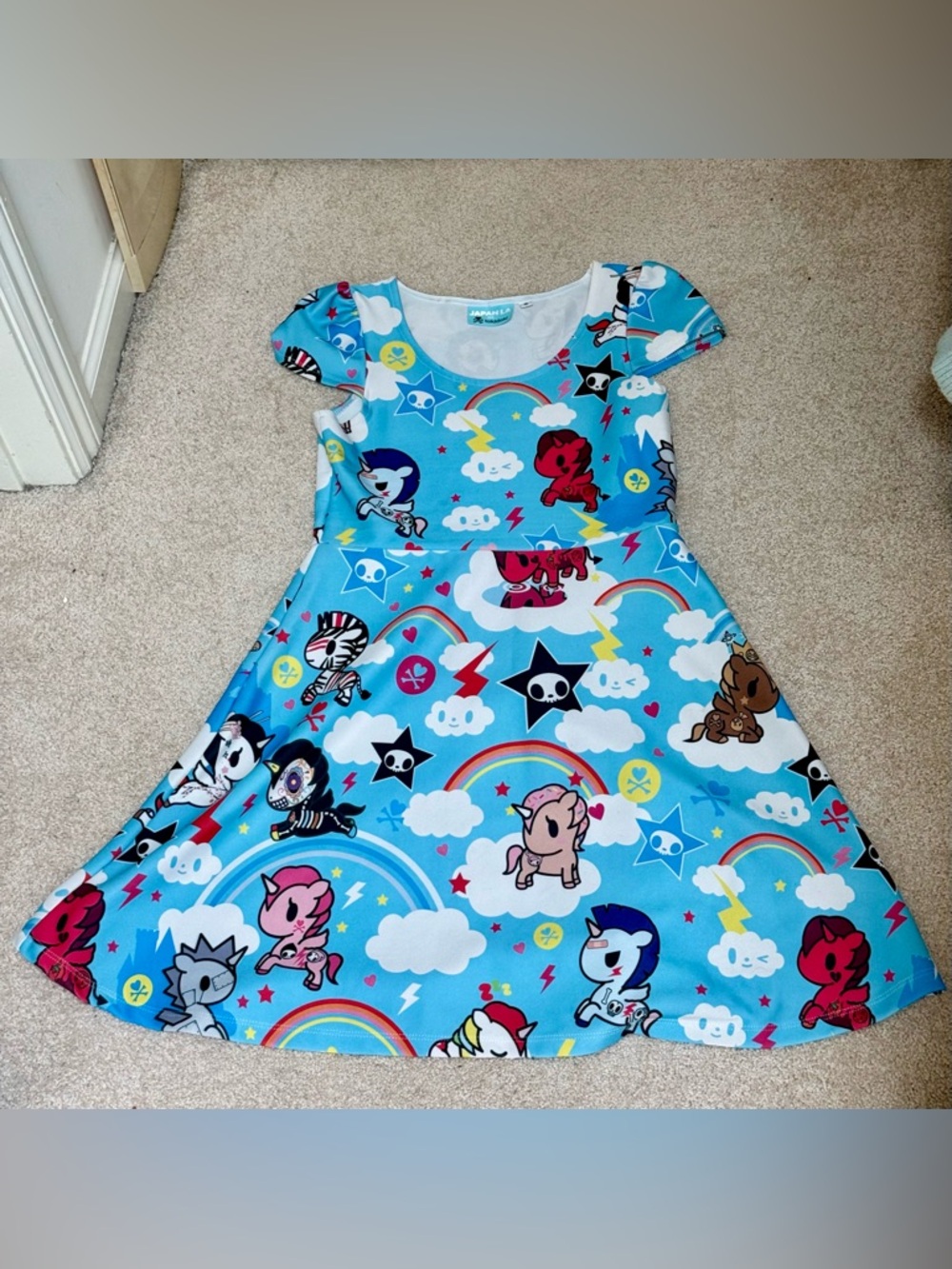 Blue Tokidoki x Japan LA Dress with Playful Unicorno Character Print